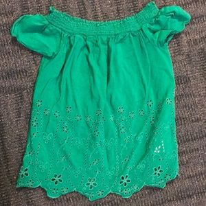 Green off the shoulder shirt — worn once